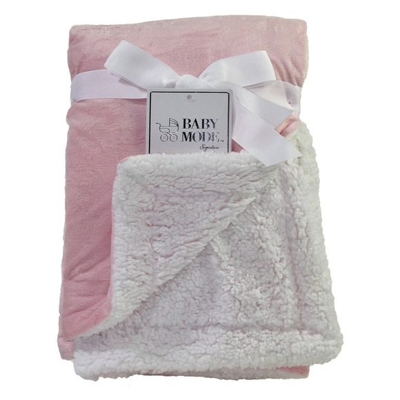 Baby Mode Signature Baby Girls Mink Sherpa Blanket - Picture 1 of 2